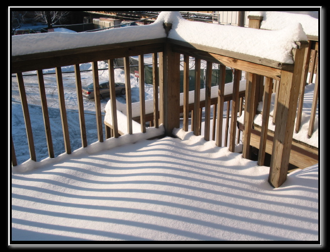 Looking down at the deck from my upper back door
